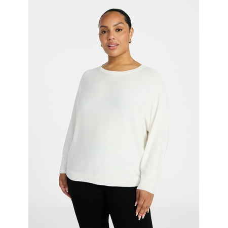 Terra & Sky Women's Plus Size Fine Gauge Dolman Sweater, Sizes 0X-5X