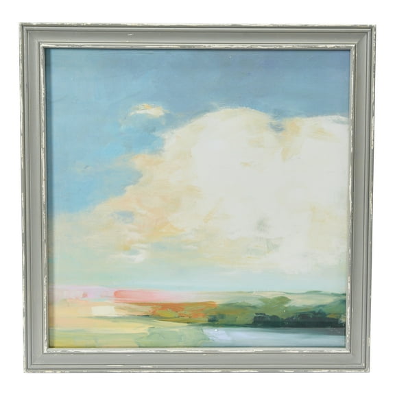 Creative Co-Op 24" Square Abstract Landscape Print with Wood Frame and Glass Cover