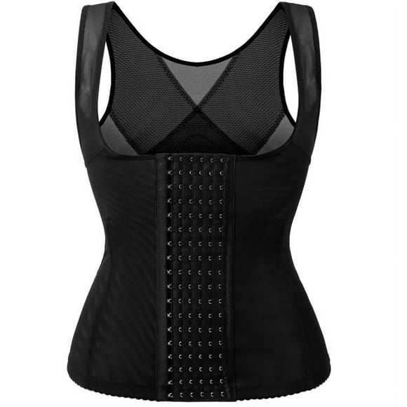 Women Slimming Tummy Tank Top Waist Trainer Shaper Corset Underbust Cincher Bodysuit Shapewear Vest-Black L(53.5~59.5kg)