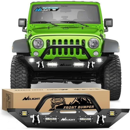 Nilight JK=50A  Automotive Front Bumper with Heavy Duty Material fits Jeep Wrangler JK 2007-2018 Black
