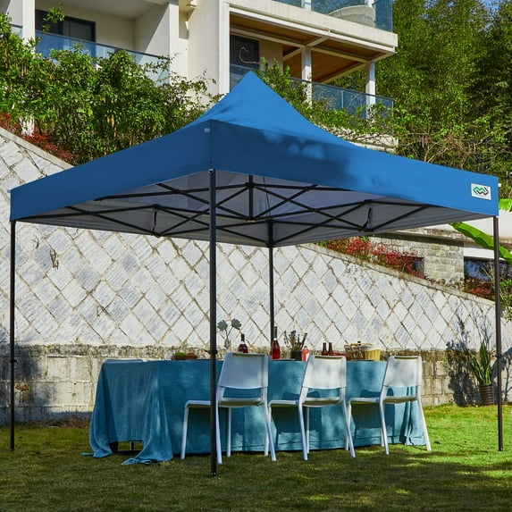 Wulful Upgraded Pop Up Canopy Tent 10x10FT, Heavy Duty Outdoor Canopy W/ Roller Bag,4 Sand Bags, Blue