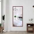 thumbnail image 4 of LiviNest Oversized Modern Wall Mirror: 60x30 Inch Large Rectangle Bathroom Mirror with Walnut Frame & Aluminum Border - Full-Length Decorative Mirror for Living Room Bedroom Entryway Vertical or Hori, 4 of 6