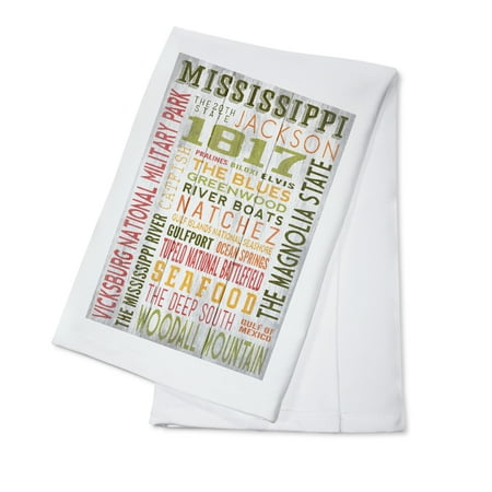 

Mississippi Rustic Typography (100% Cotton Tea Towel Decorative Hand Towel Kitchen and Home)