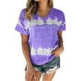 thumbnail image 2 of DondPO Tshirts Shirts for Women Short Sleeve Shirts Womens Plus Size Summer Spring Summer Tie Dye Print Patchwork Crew Neck T Shirt Tee Tops(S 5XL) Womens Tops Summer Tops for Women Purple 4XL, 2 of 7