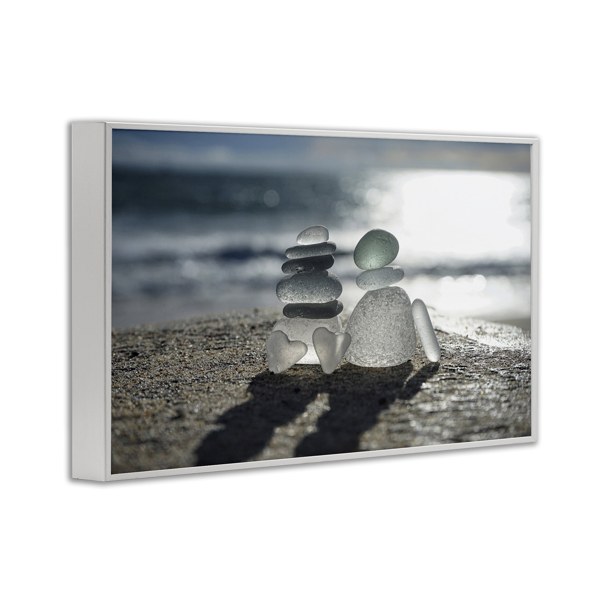 Stupell Industries Zen Sea Glass Hearts White Framed Giclee Art, design by LMarie Allen