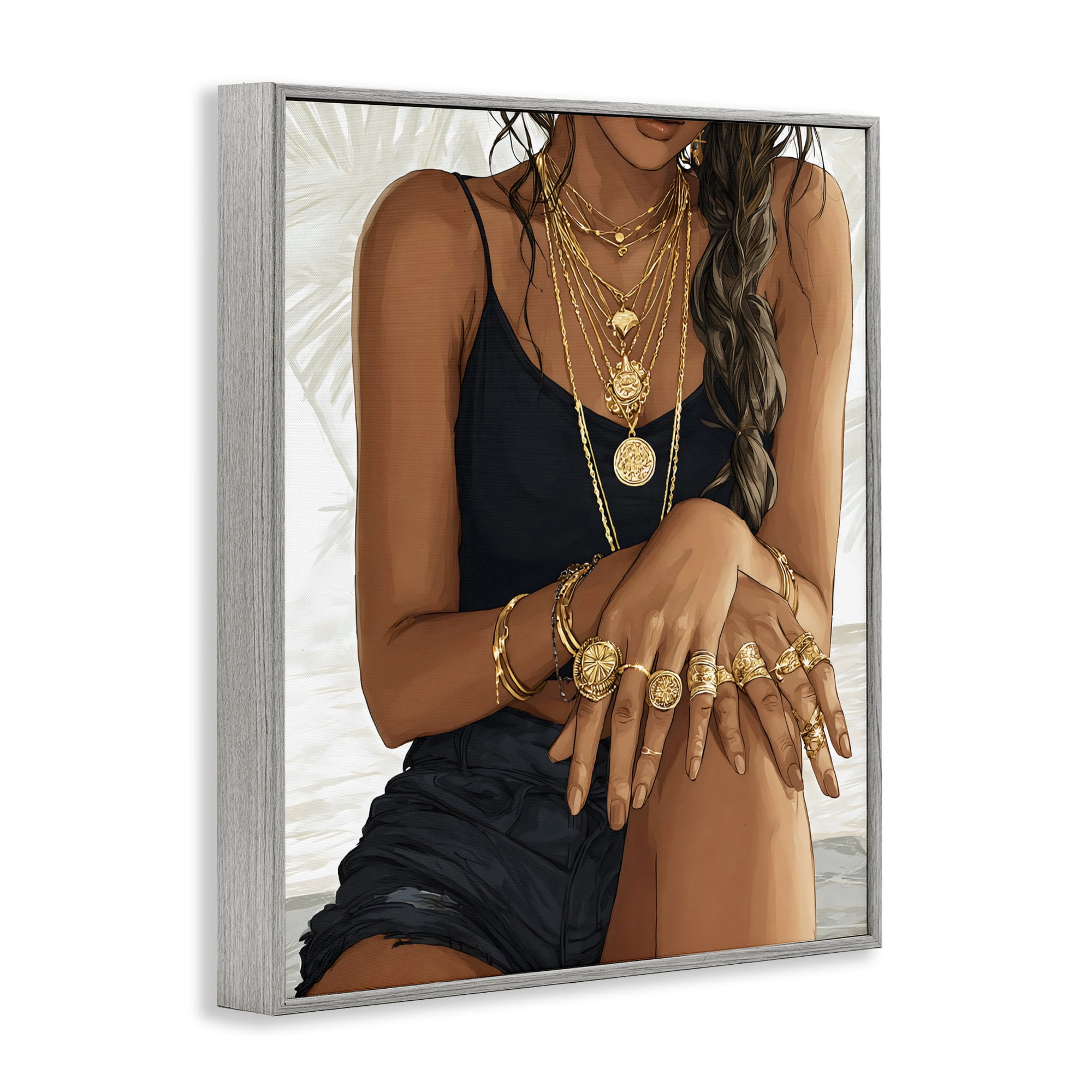 Stupell Industries All The Bling Adornments Gray Framed Giclee Art, design by Franklyn Gregory
