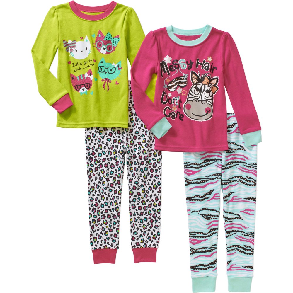 Baby Toddler Girl Cotton Tight Fit Pajamas, 4piece set