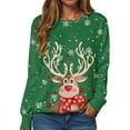 thumbnail image 4 of Christmas Reindeer Sweatshirts for Women 2025 Long Sleeve Crewneck Snowflake Cute Deer Graphic Sweatshirt Pullover Tops, 4 of 5