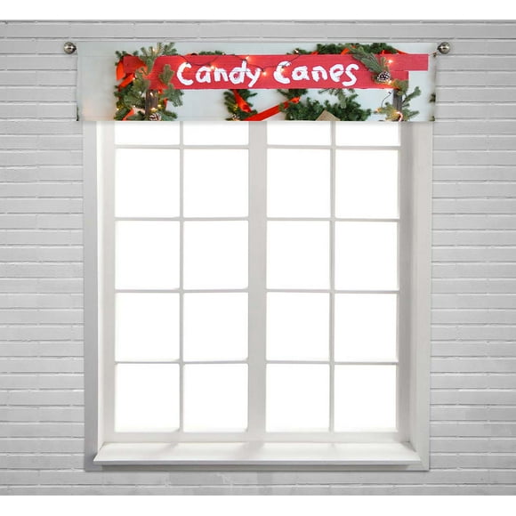 YUSDECOR Christmas Decorations Ideas Window Curtain Valance Rod Pocket 54x12 inch