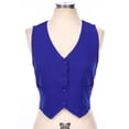 thumbnail image 5 of HULIJA Women's Regular Fitted Vest Solid Business Dress Suits Button Down Waistcoat V Neck Sleeveless Blue S, 5 of 7