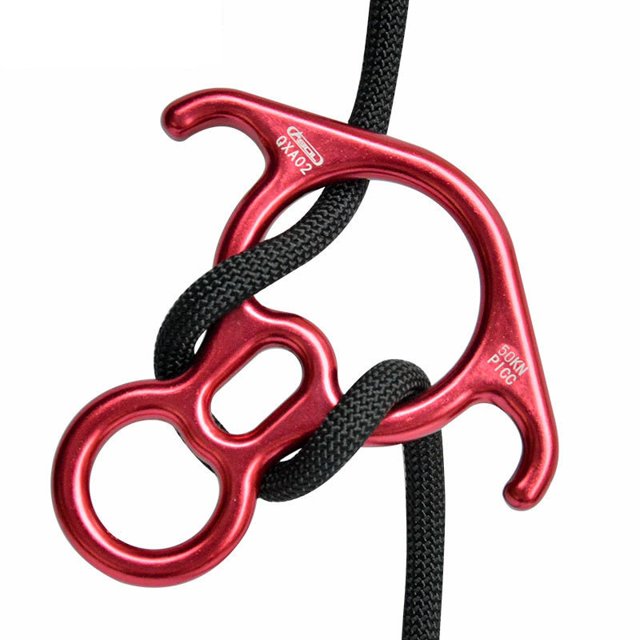 Outdoor Rock Climbing Descender 50KN 8 Word Ring Ox Horn Hoop for Abseiling Downhill Rappelling Rock Climbing Aerial Silks50KN lake blue He Qiyong unisex