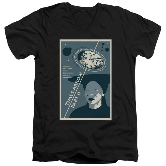 Star Trek Tng Season 6 Episode 1 Adult V-Neck 30/1 T-Shirt Black