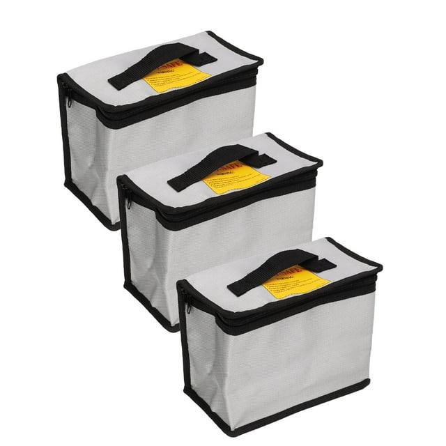 Pochette de Transport de Batterie, Sac de Batterie PVC Fibre Charge Conception de Trou 3PCS Protection Antidéflagrante Ignifuge pour le Pack de Cellules au Lithium