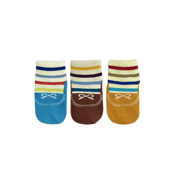 Wrapables® Anti Slip Striped Loafer Socks for Babies (Set of 3)