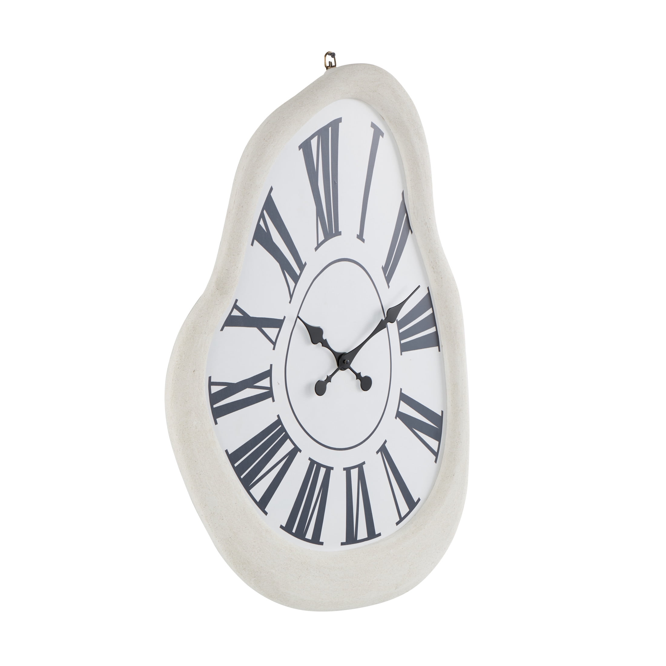 DecMode 23" White Wooden Abstract Wavy Wall Clock with Roman Numerals
