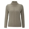 thumbnail image 2 of UJNDER Autumn Winter Regular Turtleneck Long Sleeve Knitted Sweater for Women Grey M, 2 of 8