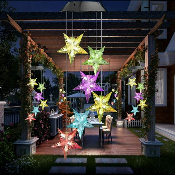 EpicGadget Large Solar Solar Star Wind Chime Color Changing Waterproof Outdoor Solar Garden Decorative Lights for Walkway Pathway Backyard Christmas Decoration Parties (Large - Walmart.com