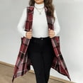 thumbnail image 4 of Weiqiqre Womens Fall Fashion Flannel Plaid Sleeveless Long Single Breasted Casual Fashion Jackets With Pockets, 4 of 5