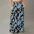 thumbnail image 2 of Women's Flowy Bohemian Summer Maxi Skirt - Floral Print Lightweight Skirt with Elastic Waist for Beach, Picnics, and Casual Warm-Weather Wear,Blue 2XL, 2 of 5