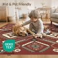 thumbnail image 4 of ODIKA 8'x10' Washable Area Rug Non-Slip Chair-Friendly Mat Boho Interlocking Diamond Grid Design With Classic Corner Motifs for Dining Room, Large Office, Lounge, 4 of 7