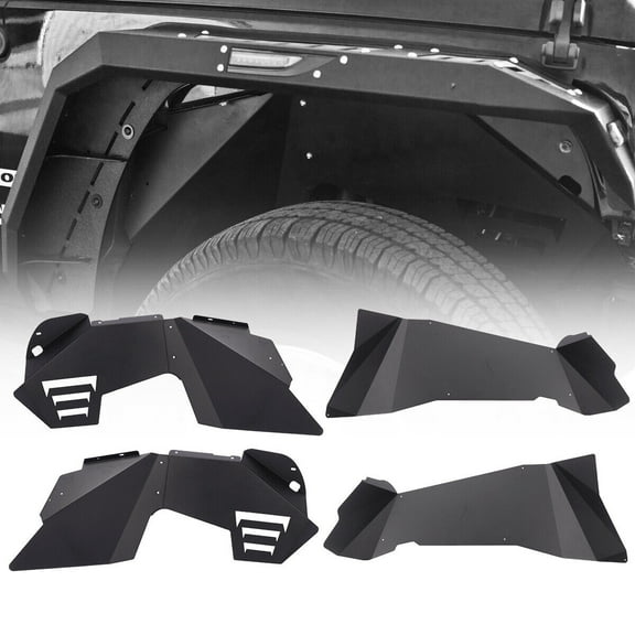 4PC Front & Rear Inner Fender Liners Powder Coated For 2007-2018 Jeep Wrangler JK JKU