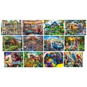 MasterPieces - Jigsaw Puzzle 12-Pack Bundle Set, Artist Gallery Collection Landscape and Animal Puzzles, Family Fun for Adults and Families