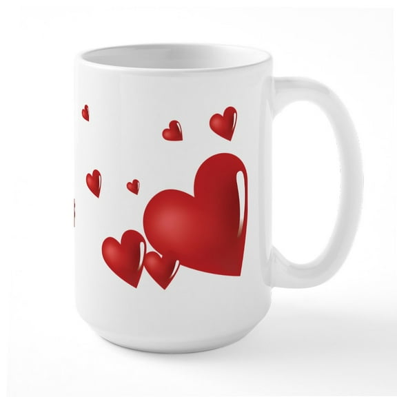 CafePress - Hearts Large Mug - 15 oz Ceramic Large White Novelty Mug