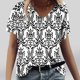 thumbnail image 1 of Fiudx Camisas de Mujer Moda Mujer Casual Cuello En V Blusa Sólida Manga Corta Camiseta Verano Tops, 1 of 4