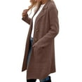 thumbnail image 3 of Women Fall Long Cardigan Sweater Trendy Knit Jacket Coat Dressy Blazer Coatigan Brown S, 3 of 7