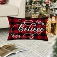 thumbnail image 2 of Christmas Believe Lumbar Throw Pillow Covers 12x20 Inch Xmas Red Black Buffalo Plaid Check Blessed Home Decor Pillow Cases Cotton Linen Winter Holiday Cushion Cover for Sofa Couch, 2 of 6