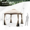thumbnail image 3 of Resenkos 10 X 10 Feet Patio Double-Vent Gazebo with Privacy Netting and 4 Sandbags-Khaki, Hardtop Roof for Garden,Backyard Shade, 3 of 8