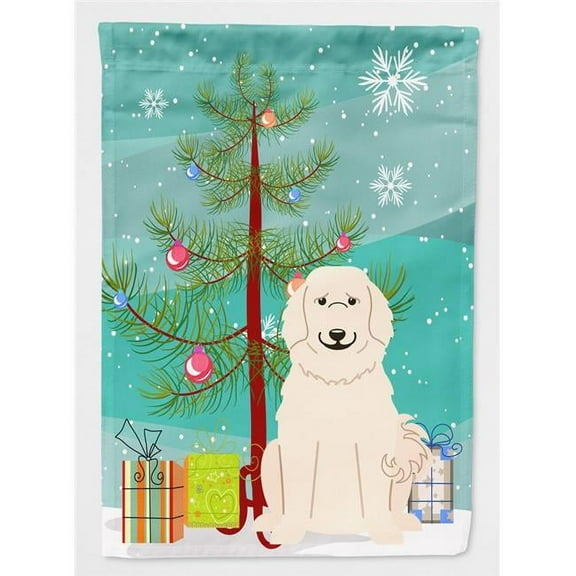 Caroline's Treasures BB4208CHF Merry Christmas Tree Great Pyrenese Flag Canvas House Size , Large, multicolor