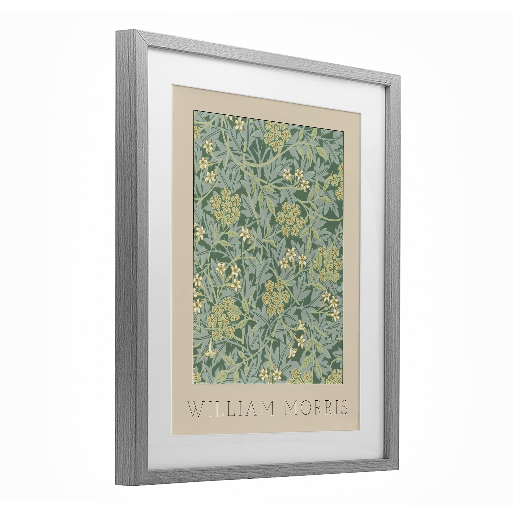 Stupell Industries William Morris Green Tones Gray Framed Print Under Glass, design by Lil' Rue