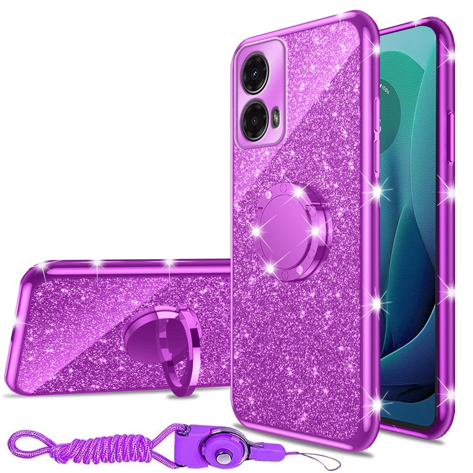 YUEQIAN Glitter Case For Motorola Moto G55 5G, Ultra Thin Transparent