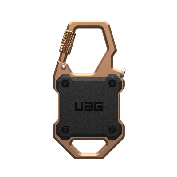 UAG AirTag Case 1st/2nd Gen with Built-in Bottle Opener - Hard Shell Lock Case AirTag Holder Durable Locking Carabiner for Keys, Luggage & Bags, Monarch Black/Copper