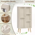 thumbnail image 5 of 5 Cube Bookshelf 3-Tier Bookcase with Legs,Mint Light Grey White Book Shelf Cute Storage Organizer,Free Standing Open Toy Shelves Wood Bookshelves,Display Bookcases for Bedroom,Living Room, 5 of 9
