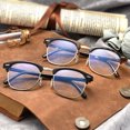 thumbnail image 4 of Classic Semi Rimless Anti Radiation Blue Light Blocking Glasses Men Square Ray Filter Eyeglasses Frames Computer Women Goggles Transparent Gold, 4 of 6