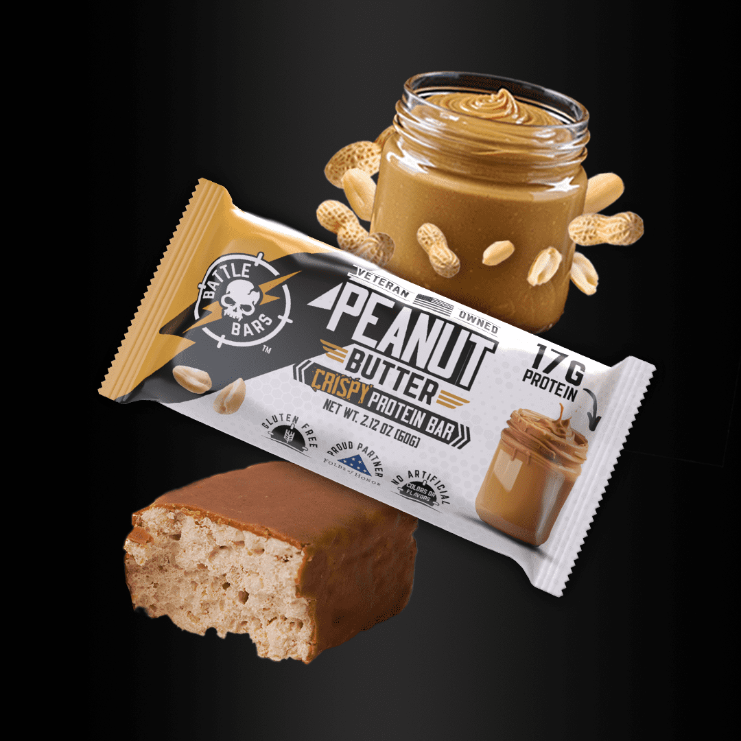Battle Bars Peanut Butter Marshmallow-Crisp Protein Bars, 12 Pack, 2.10oz, 17g Whey Protein, Gluten Free
