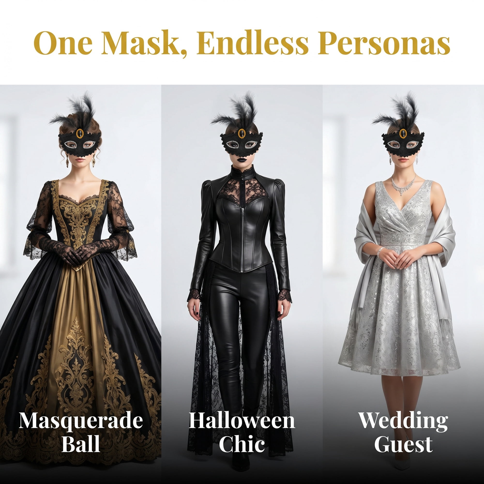 Unique Bargains Feather Masquerade Venetian Half Face Mask for Halloween Black 8.3" x 6.3"