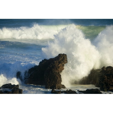 USA Hawaii Islands Maui Big Winter Surf Crashing On Rocks Hookipa
