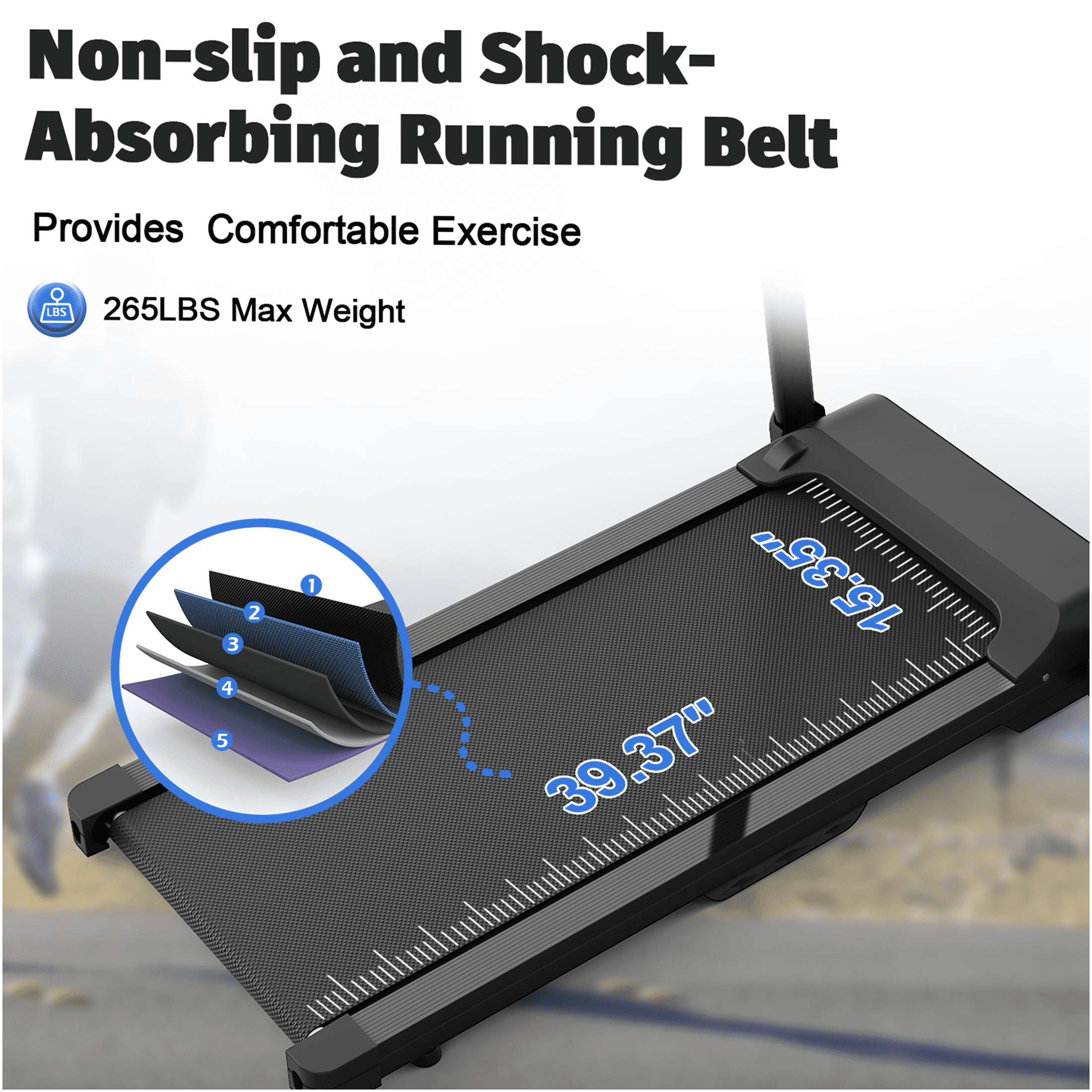 JERFIT 2025 2.5HP Folding Treadmill for Home, Electric Running Machine w/Shock Absorption, LCD Display & Bluetooth Speaker, Supports 265lbs, Space Saving Design