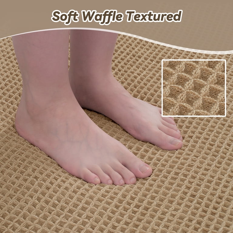 SIXHOME 17x24 Waffle Bath Mat with Tassels, Brown photo 6