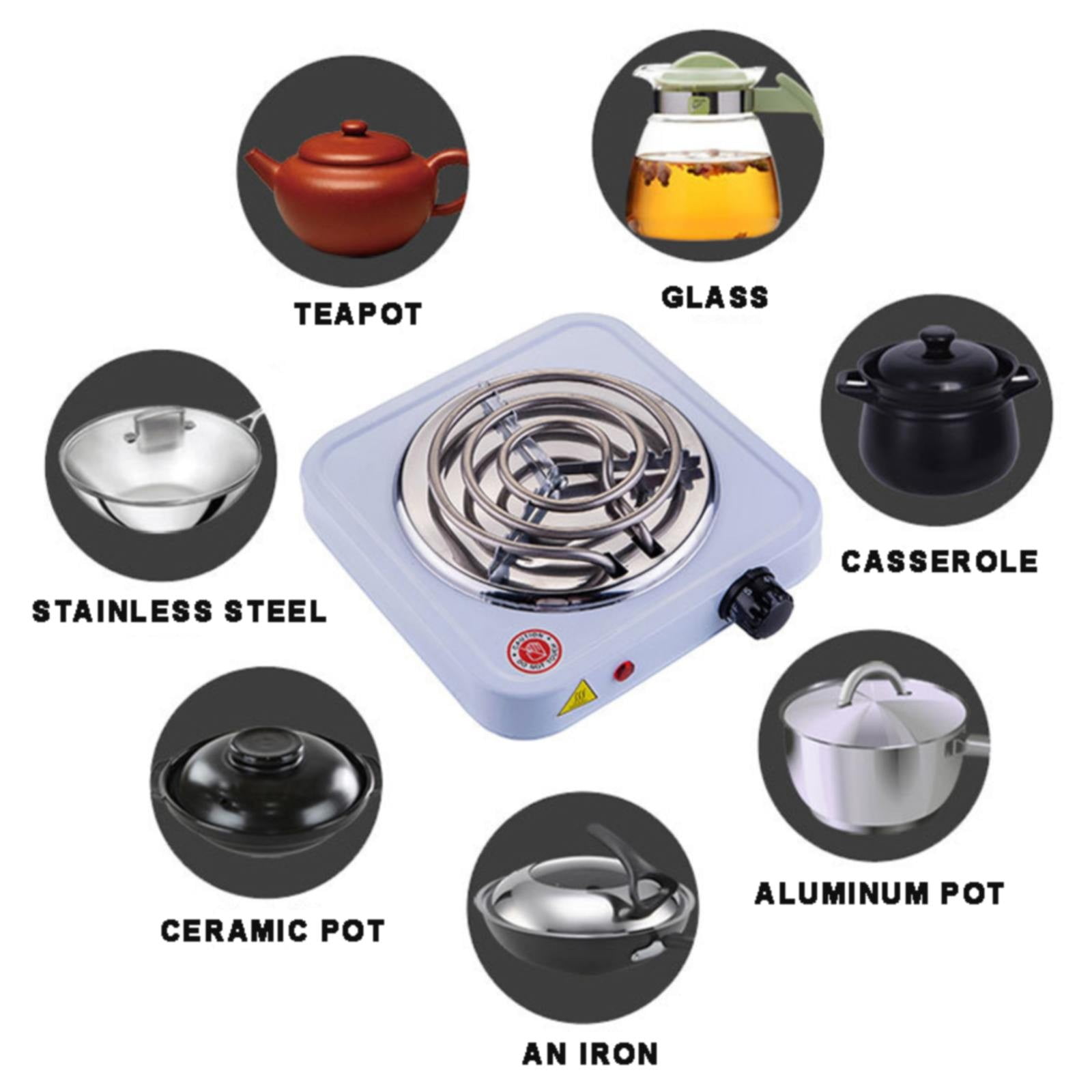 1000W Portable Electric Hot Plate - Compact Countertop Burner with Adjustable Temperature Control, Single Coil Stove for Cooking, Camping & Buffet Serving
