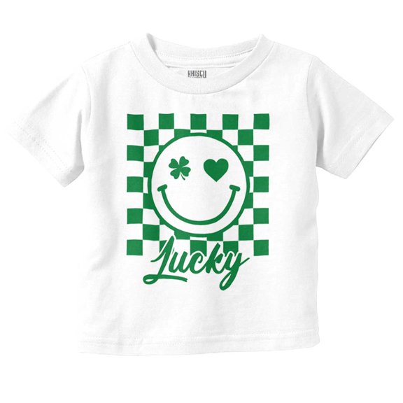 St Paddy Lucky Clover Happy Face Toddler Boy Girl T Shirt Infant Toddler Brisco Brands 6M