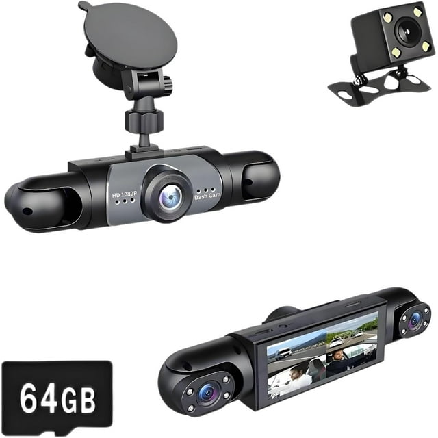 Saker Plus Dash Cam 360°, Nouveau Système de Dashcam de Voiture Vue Complète 2026 Saker Plus, Caméra de Tableau de Bord 360° 4 Canaux avec Caméras avant Arrière Gauche Droite, Moniteur de Stationnement 24h, Vision Nocturne, Capteur G, Enregistrement en Boucle