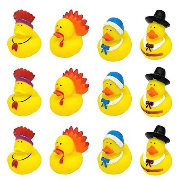 cool Holiday Rubber Ducks (2) Standard Size (12 Pack) cute Duck Bath Tub Pool Toys (Thanksgiving Rubber Ducks)