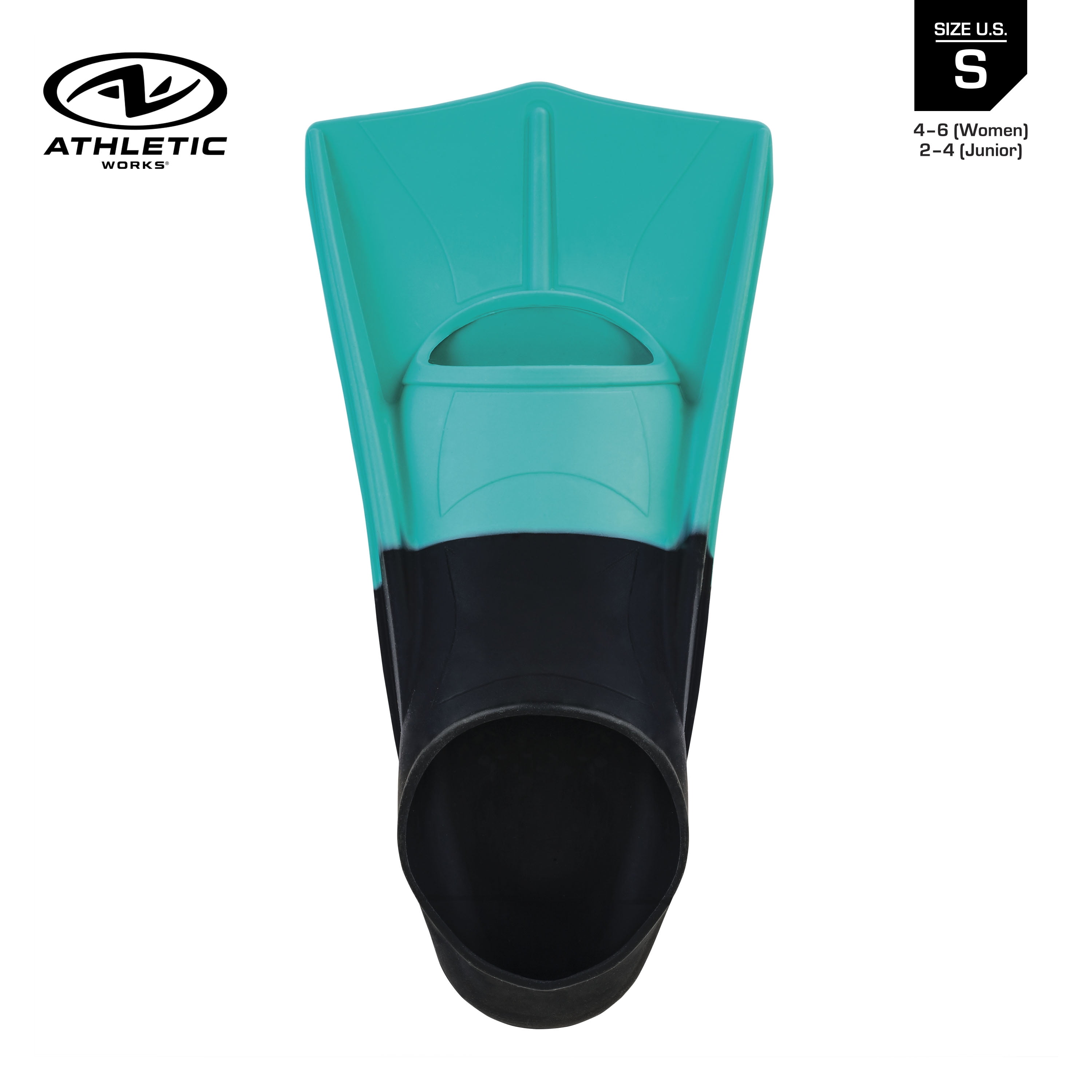 Athletic Works Adult Short Blade Silicone Swim Training Fin, Teal, Small