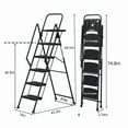 thumbnail image 6 of SDJPOI 5 Step Ladder with Handrails Folding Step Stool with Tool Tray, 330 lb Capacity Step Stool with Wide Anti-Slip Pedal, Portable Sturdy Steel Step Ladder for Home Kitchen Shop Office, 6 of 10