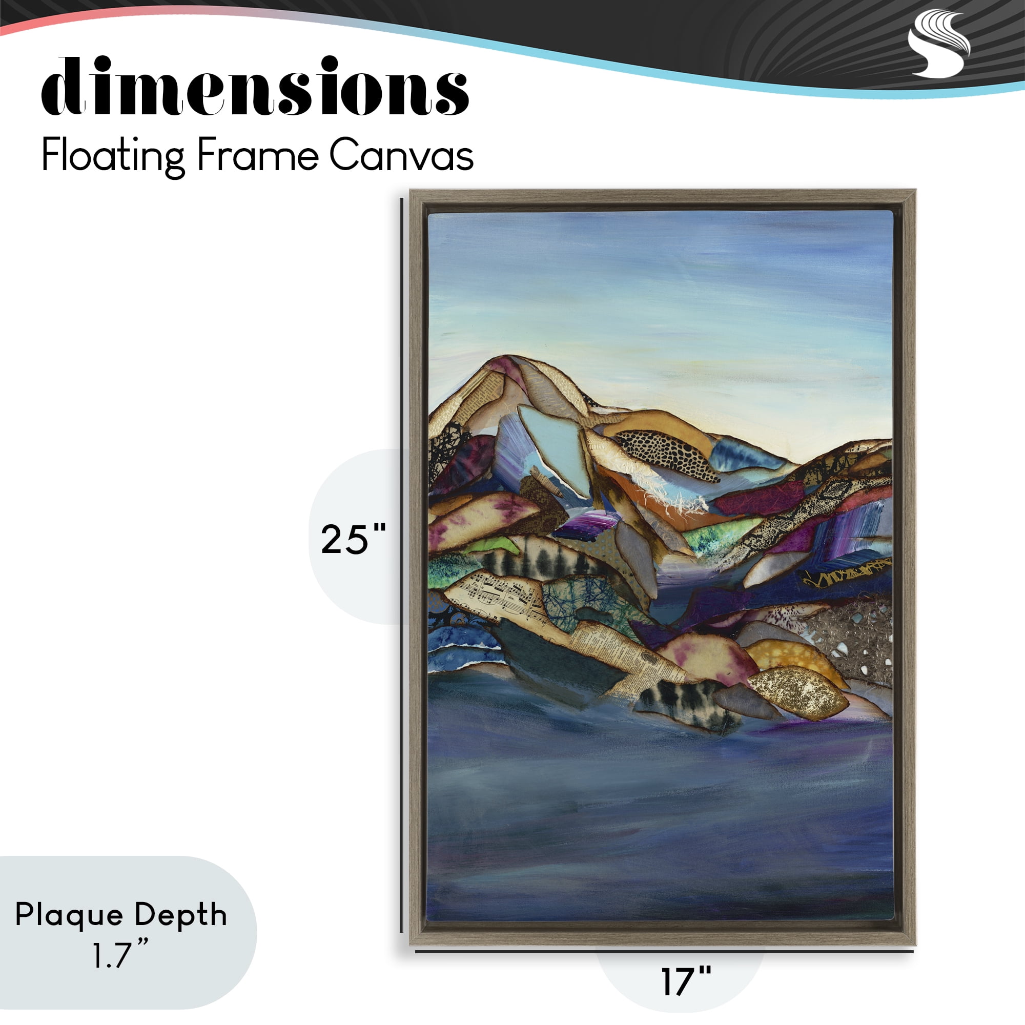 Stupell Industries Patchwork Collaged Mountains Brown Framed Floater Canvas Wall Art, design by Van Horne-Borcherding