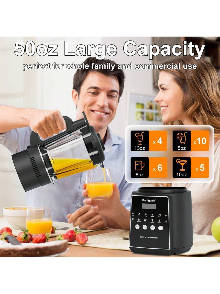 Glass Blenders For Kitchen, 1200W High Speed Professional Blenders With 14 Functions, Countertop Blender For Smoothie, Food Processor With Heating, Auto Clean, Black